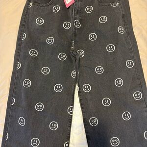 Black Jeans with smiley faces